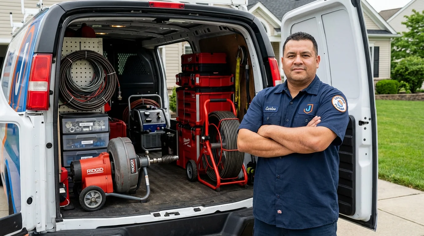 Professional drain cleaning equipment and Johns Plumbing LLC plumber in Atco